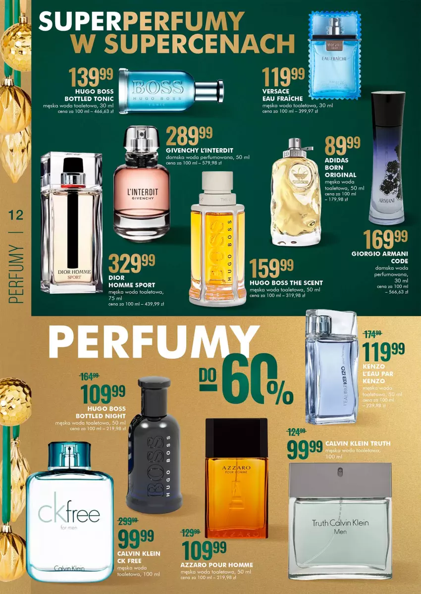 Gazetka promocyjna Super Pharm - Gazetka - ważna 13.12 do 24.12.2021 - strona 12 - produkty: Azzaro, Calvin Klein, Dior, Gin, Giorgio Armani, Givenchy, Hugo Boss, Perfum, Por, Ser, Sport, Woda, Woda perfumowana, Woda toaletowa