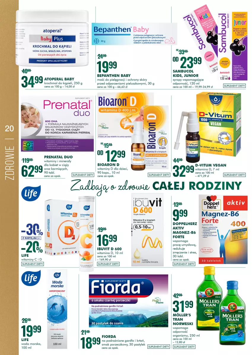 Gazetka promocyjna Super Pharm - Gazetka - ważna 13.12 do 24.12.2021 - strona 20 - produkty: Atoperal, Bepanthen, Bioaron, D-Vitum, Doppelherz, Dzieci, Dzika róża, Fa, Fiorda, Kaki, Karmi, Magnez, Por, Róża, Suplement diety, Syrop, Syropy, Top, Tran, Woda