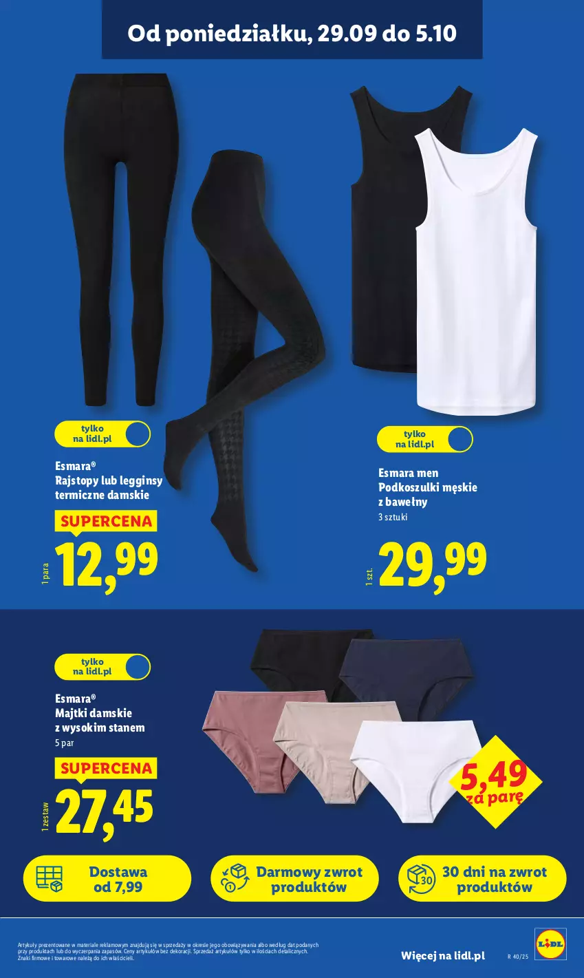 Gazetka promocyjna Lidl - GAZETKA - ważna 29.09 do 04.10.2025 - strona 27 - produkty: Gin, Kosz, Legginsy, Majtki, Rajstopy, Sok, Top