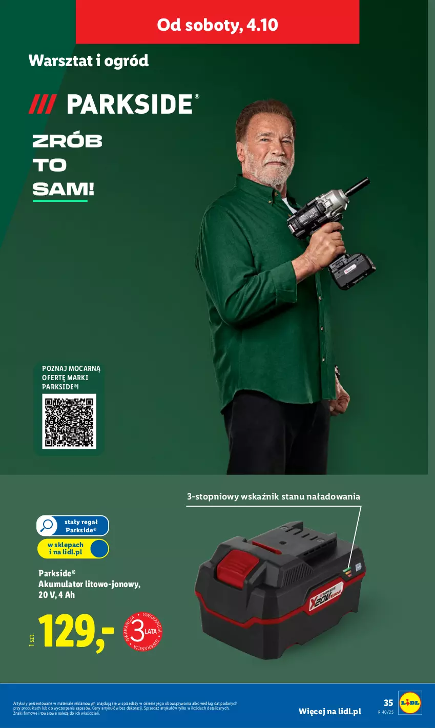 Gazetka promocyjna Lidl - GAZETKA - ważna 29.09 do 04.10.2025 - strona 45 - produkty: Akumulator, Ogród, Parkside, Regał, Top