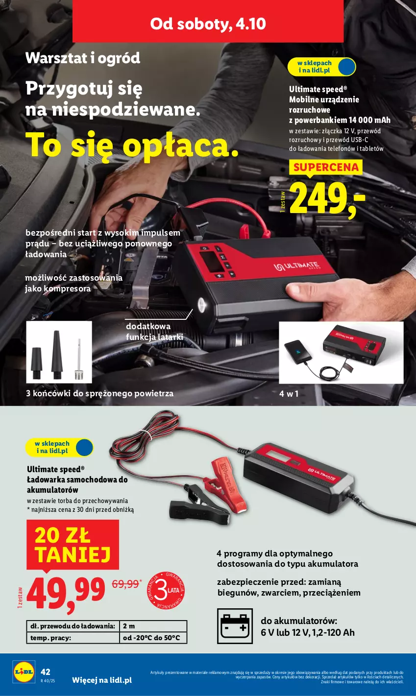 Gazetka promocyjna Lidl - GAZETKA - ważna 29.09 do 04.10.2025 - strona 52 - produkty: Akumulator, Gra, Kompresor, Mobil, Ogród, Piec, Powerbank, Przewód, Sok, Tablet, Telefon, Torba, Warka