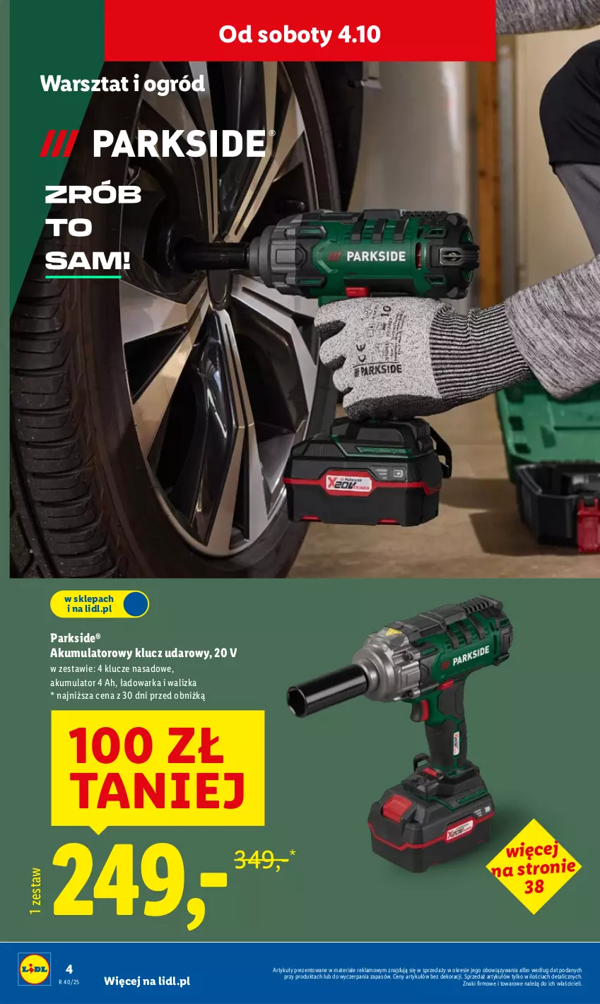 Gazetka promocyjna Lidl - GAZETKA - ważna 29.09 do 04.10.2025 - strona 8 - produkty: Akumulator, Klucz udarowy, Ogród, Parkside, Walizka, Warka