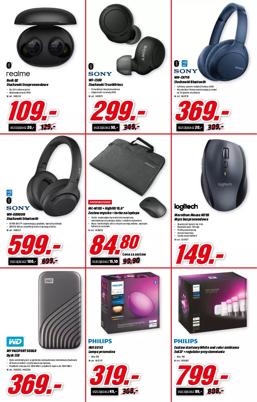 Gazetka promocyjna Media Markt - Gazetka Media Markt - ważna 25.01 do 01.02.2022 - strona 3 - produkty: Akumulator, Bateria, Gra, Lampa, Mysz, Mysz bezprzewodowa, Por, Ser, Słuchawki, Słuchawki bezprzewodowe, Słuchawki bluetooth, Sport, Top, Torba, Torba na laptopa