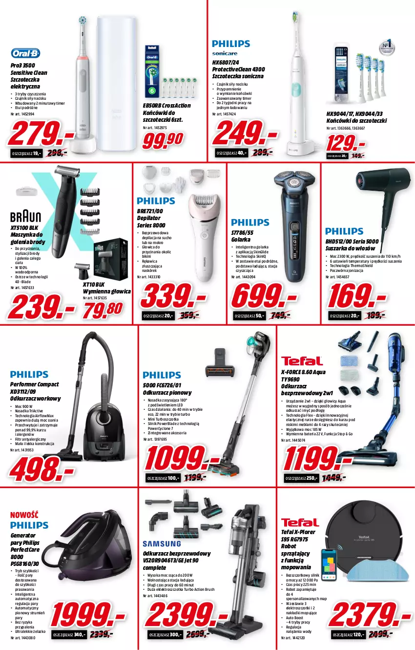 Gazetka promocyjna Media Markt - Gazetka Media Markt - ważna 25.01 do 01.02.2022 - strona 8 - produkty: Bateria, Bikini, Depilator, Fa, Generator pary, Golarka, Intel, Końcówki do szczoteczk, Maszynka, Maszynka do golenia, Mop, Odkurzacz, Odkurzacz bezprzewodowy, Philips, Por, Robot, Robot sprzątający, Rum, Ser, Sok, Suszarka, Szczoteczka, Szczoteczka soniczna, Szczotka, Szynka, Tefal, Top