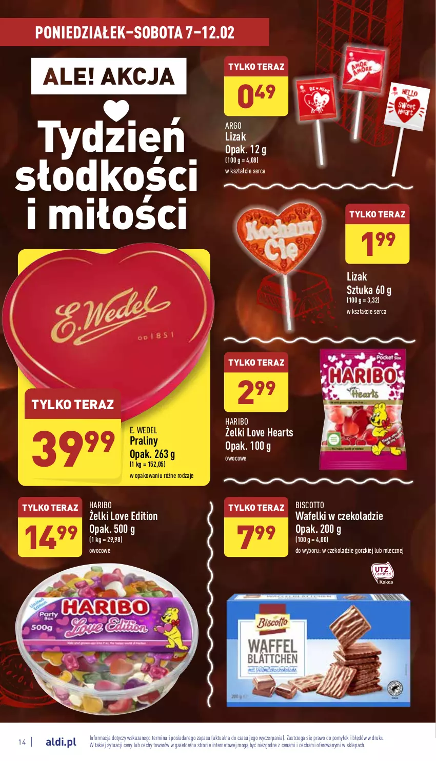 Gazetka promocyjna Aldi - Katalog spożywczy - ważna 07.02 do 12.02.2022 - strona 14 - produkty: E. Wedel, Haribo, Praliny, Ser, Tera