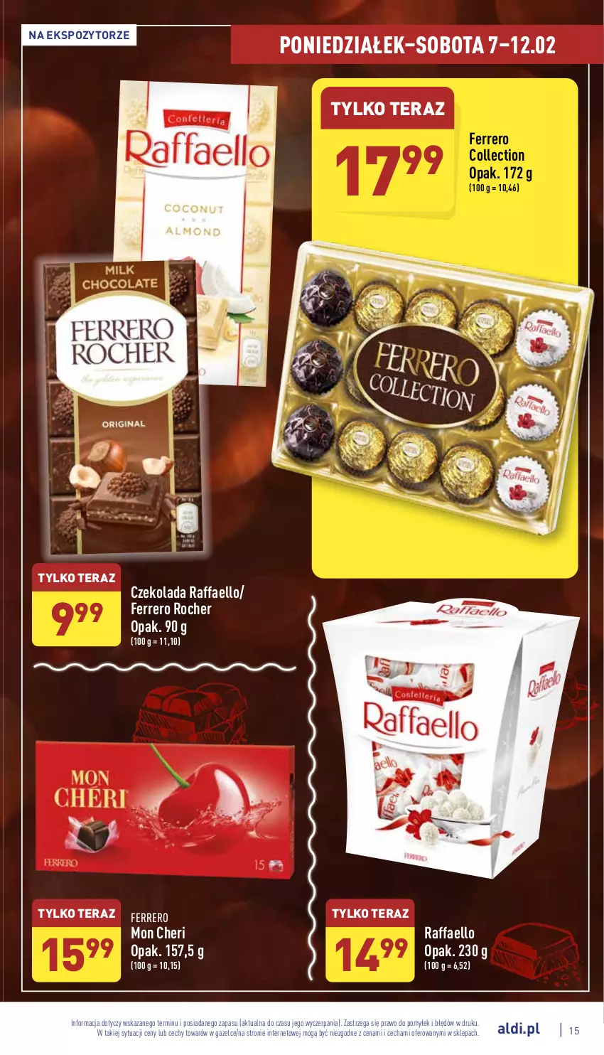 Gazetka promocyjna Aldi - Katalog spożywczy - ważna 07.02 do 12.02.2022 - strona 15 - produkty: Czekolada, Fa, Ferrero, Ferrero Rocher, Raffaello, Tera