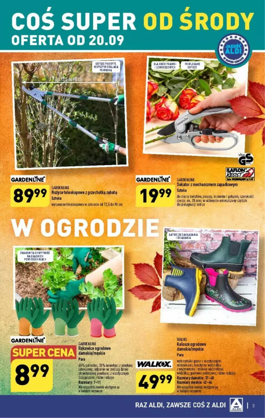 Gazetka promocyjna Aldi - ważna 20.09 do 23.09.2023 - strona 8 - produkty: Noż, Nożyce, Por, Rękawice, Sekator, Teleskop