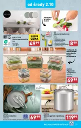 Gazetka promocyjna Aldi - Pełna oferta - Gazetka - ważna od 05.10 do 05.10.2024 - strona 33 - produkty: Sok, Por, Garnek, Szczotka, Pojemnik, Obieraczka, Wyciskarka, Garnek z pokrywą, Zestaw sztućców, Obrus, Fa