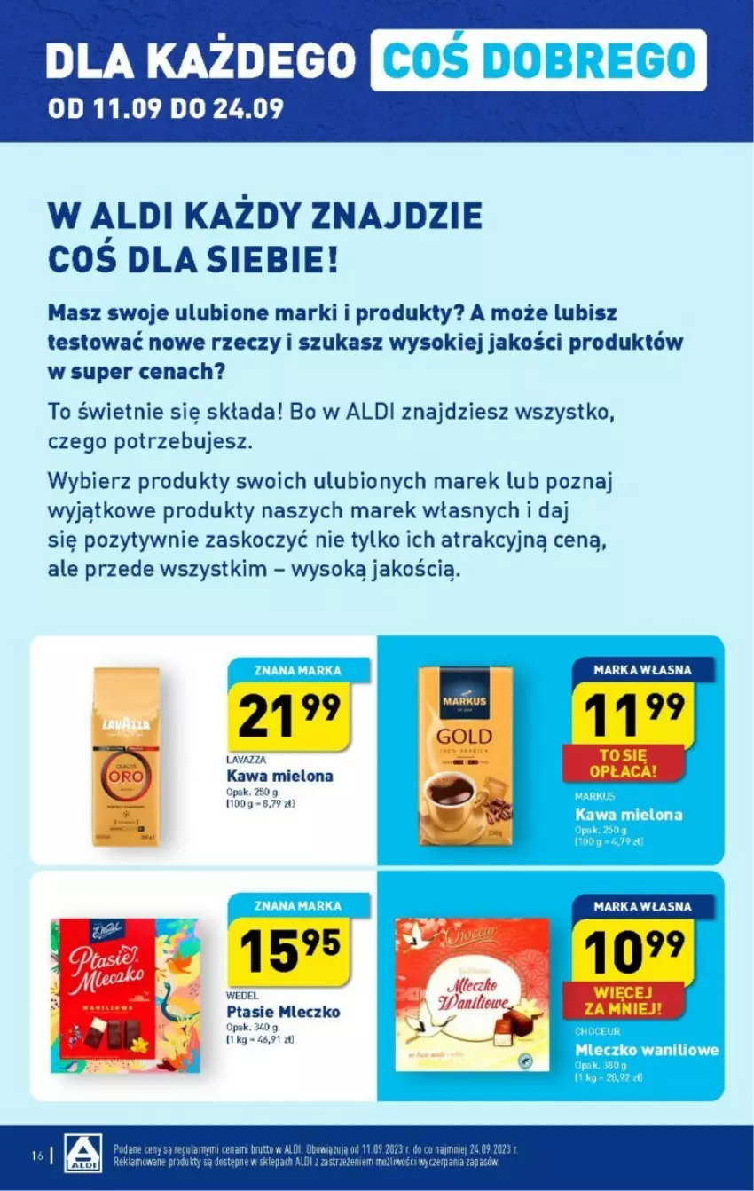 Gazetka promocyjna Aldi - ważna 11.09 do 16.09.2023 - strona 8 - produkty: Kawa, Kawa mielona, Koc, Lavazza, Mleczko, Ptasie mleczko, Sok