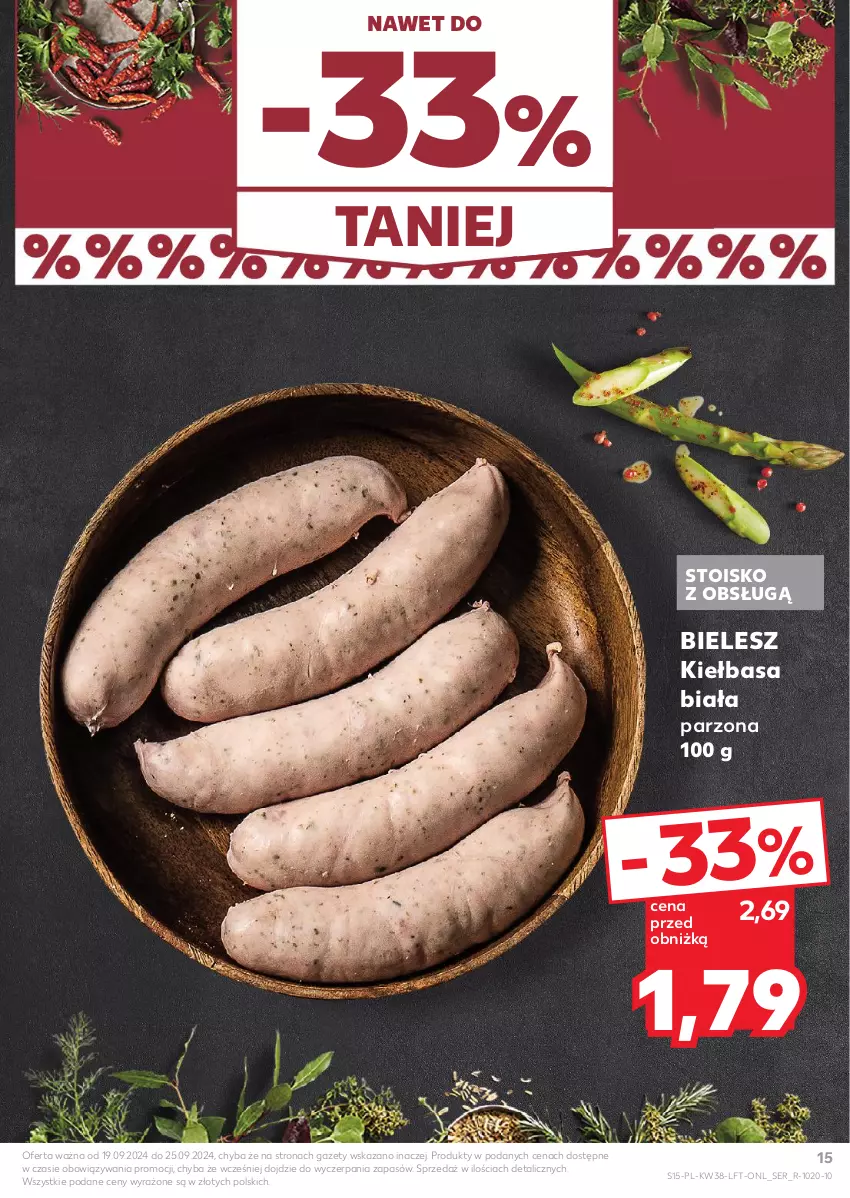 Gazetka promocyjna Kaufland - Gazetka tygodnia - ważna 19.09 do 25.09.2024 - strona 15 - produkty: Kiełbasa, Kiełbasa biała, Ser