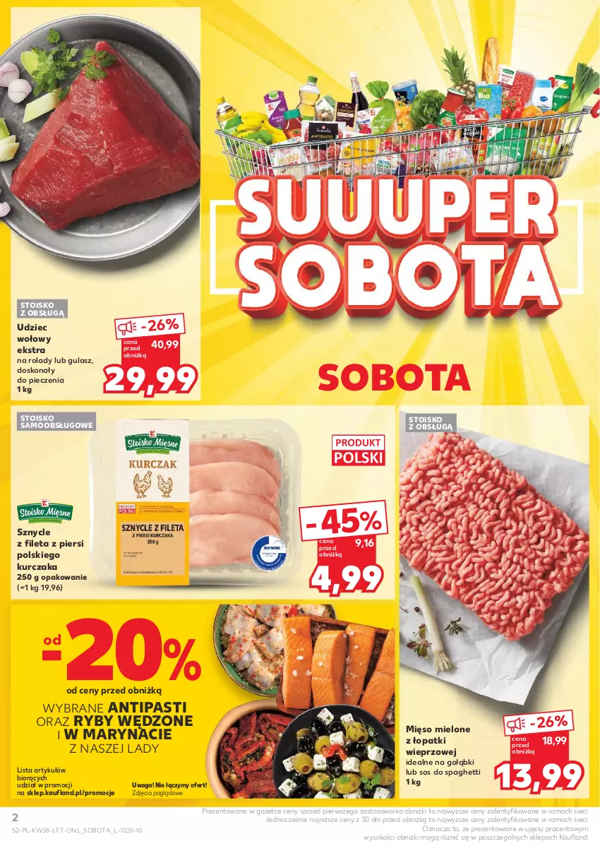 Gazetka promocyjna Kaufland - Gazetka tygodnia - ważna 19.09 do 25.09.2024 - strona 2 - produkty: Kurczak, Mięso, Mięso mielone, Mięso mielone z łopatki wieprzowej, Piec, Rama, Sok, Sos, Spaghetti, Udziec wołowy, Waga