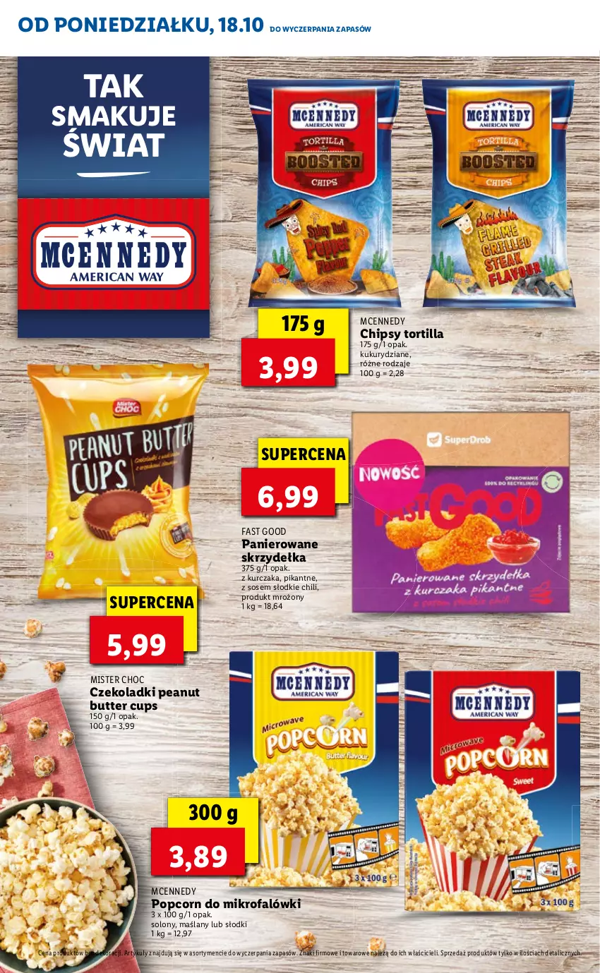 Gazetka promocyjna Lidl - Smaki USA - ważna 18.10 do 23.10.2021 - strona 16 - produkty: Chipsy, Fa, Kurczak, Popcorn, Sos, Tortilla