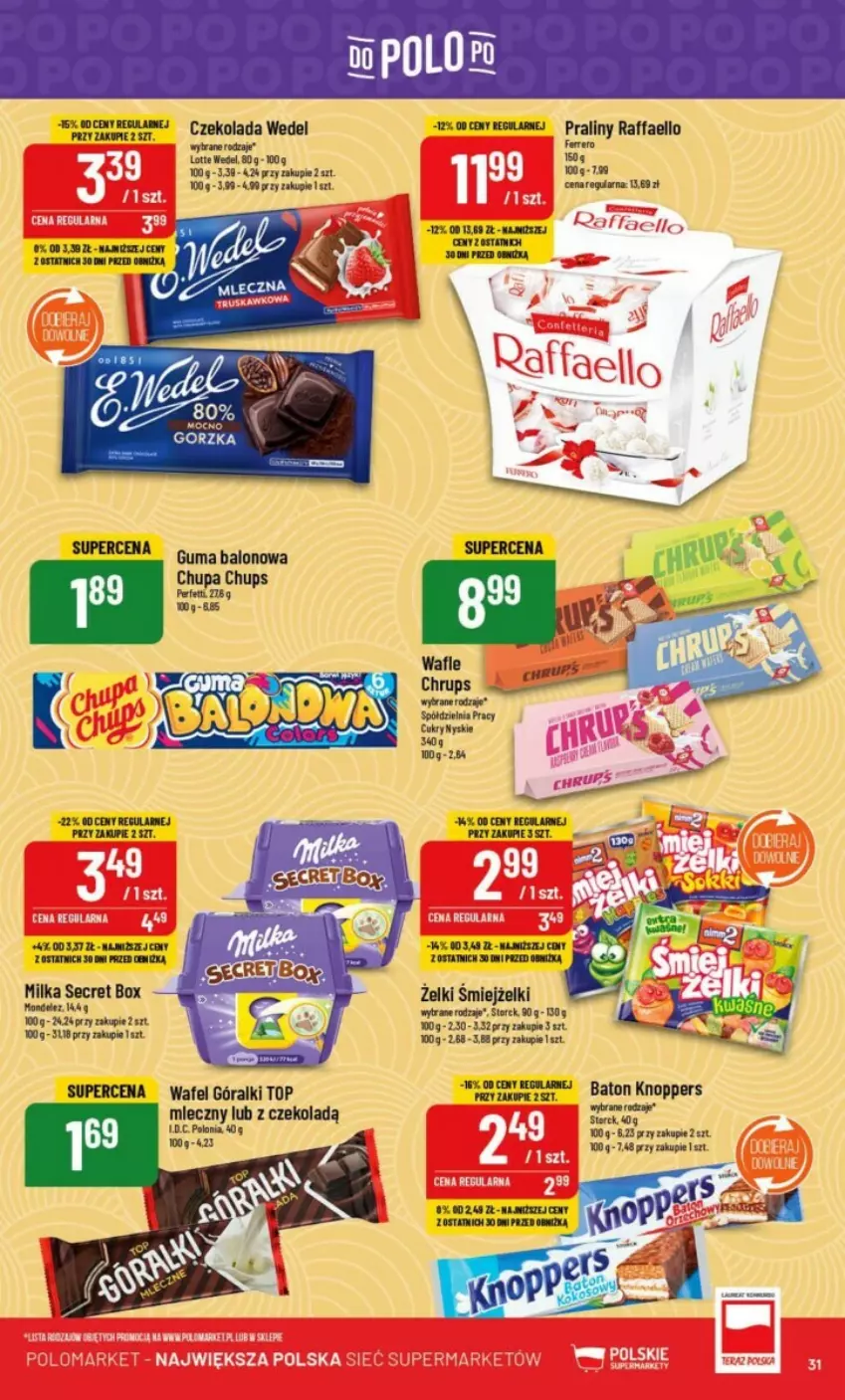 Gazetka promocyjna PoloMarket - ważna 30.08 do 05.09.2023 - strona 25 - produkty: AEG, Baton, Chupa Chups, Czekolada, Fa, Góralki, Knoppers, Milka, Praliny, Raffaello, Top, Tran