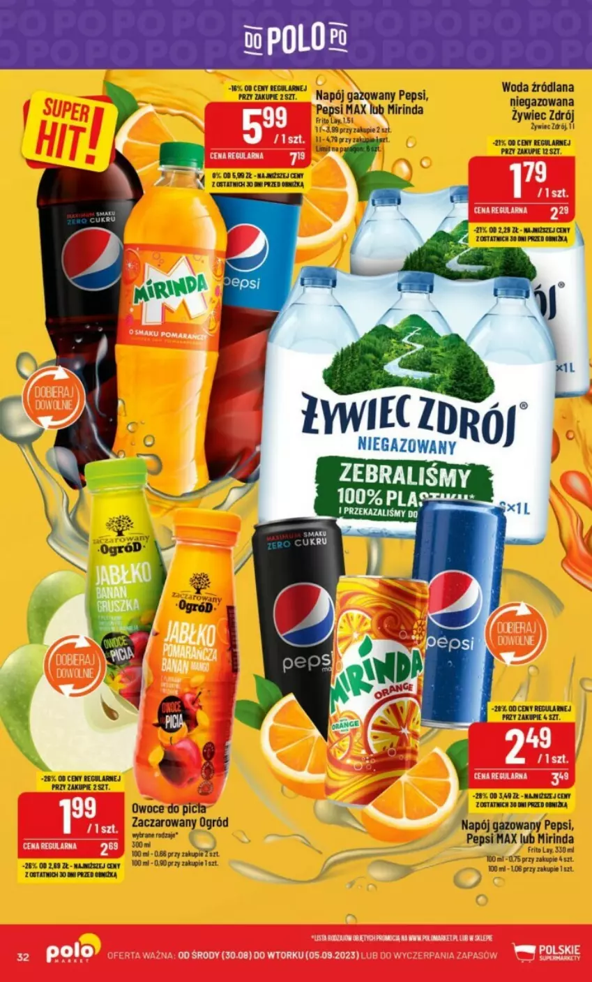 Gazetka promocyjna PoloMarket - ważna 30.08 do 05.09.2023 - strona 26 - produkty: LANA, Mirinda, Napój, Napój gazowany, Ogród, Owoce, Pepsi, Pepsi max, Woda