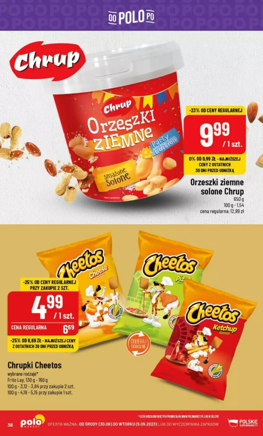 Gazetka promocyjna PoloMarket - ważna 30.08 do 05.09.2023 - strona 32 - produkty: Cheetos, Chrupki, Orzeszki, Orzeszki ziemne