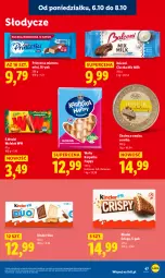 Gazetka promocyjna Lidl - GAZETKA - Gazetka - ważna od 08.10 do 08.10.2025 - strona 47 - produkty: Ciastka, Princessa, Ser, Chałwa, Wafelek, Karp, Wafle, Alcon, Kinder, Kokos