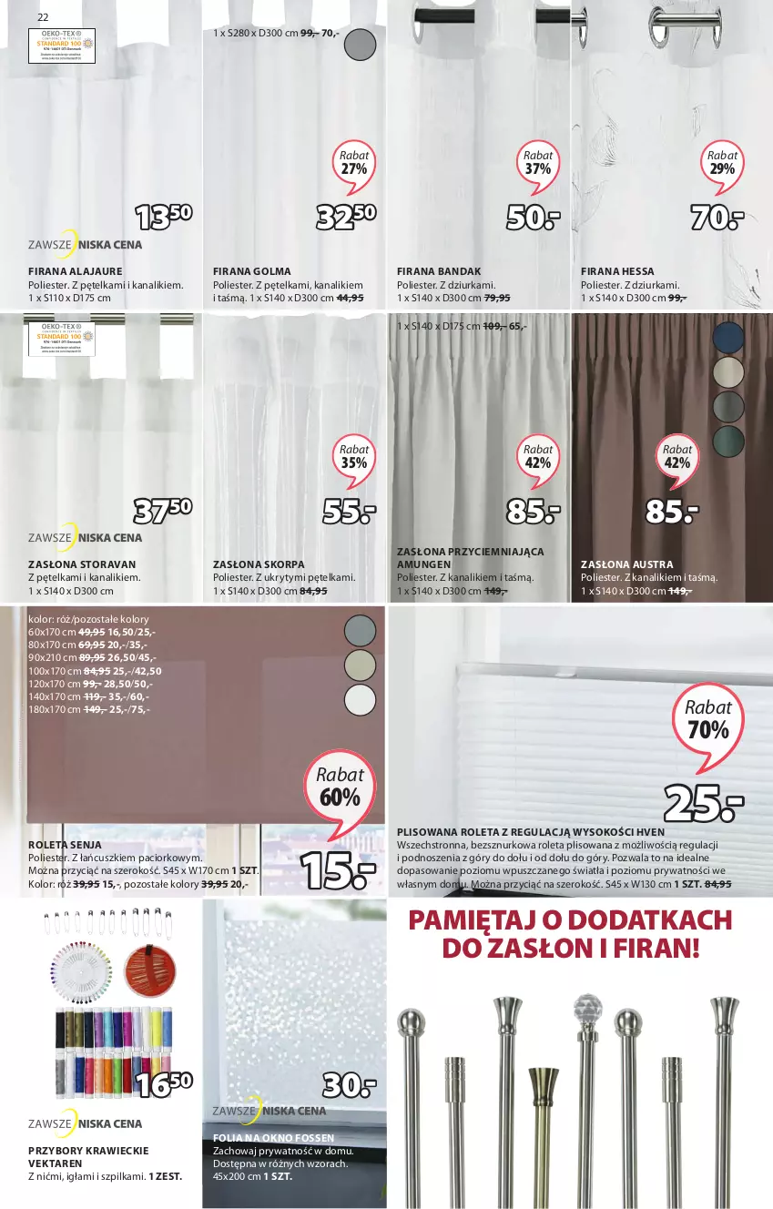 Gazetka promocyjna Jysk - Oferta tygodnia - ważna 01.12 do 14.12.2021 - strona 23 - produkty: Firana, Folia na okno, Mięta, Okno, Olma, Przybory krawieckie, Roleta, Sok, Zasłona