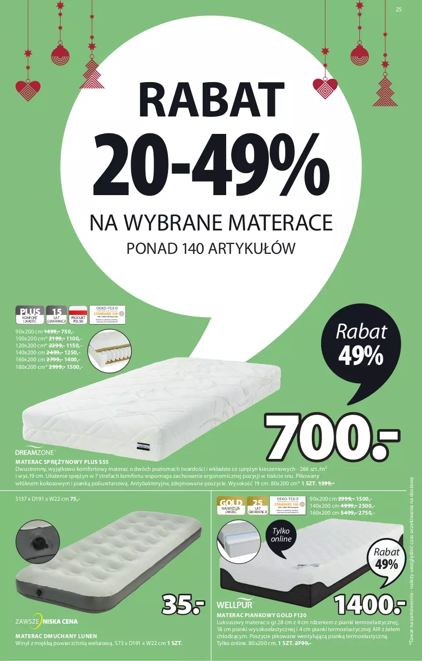 Gazetka promocyjna Jysk - Oferta tygodnia - ważna 01.12 do 14.12.2021 - strona 26 - produkty: Fa, Kokos, Materac, Materac dmuchany, Materac piankowy, Materac sprężynowy, Sok, Tera