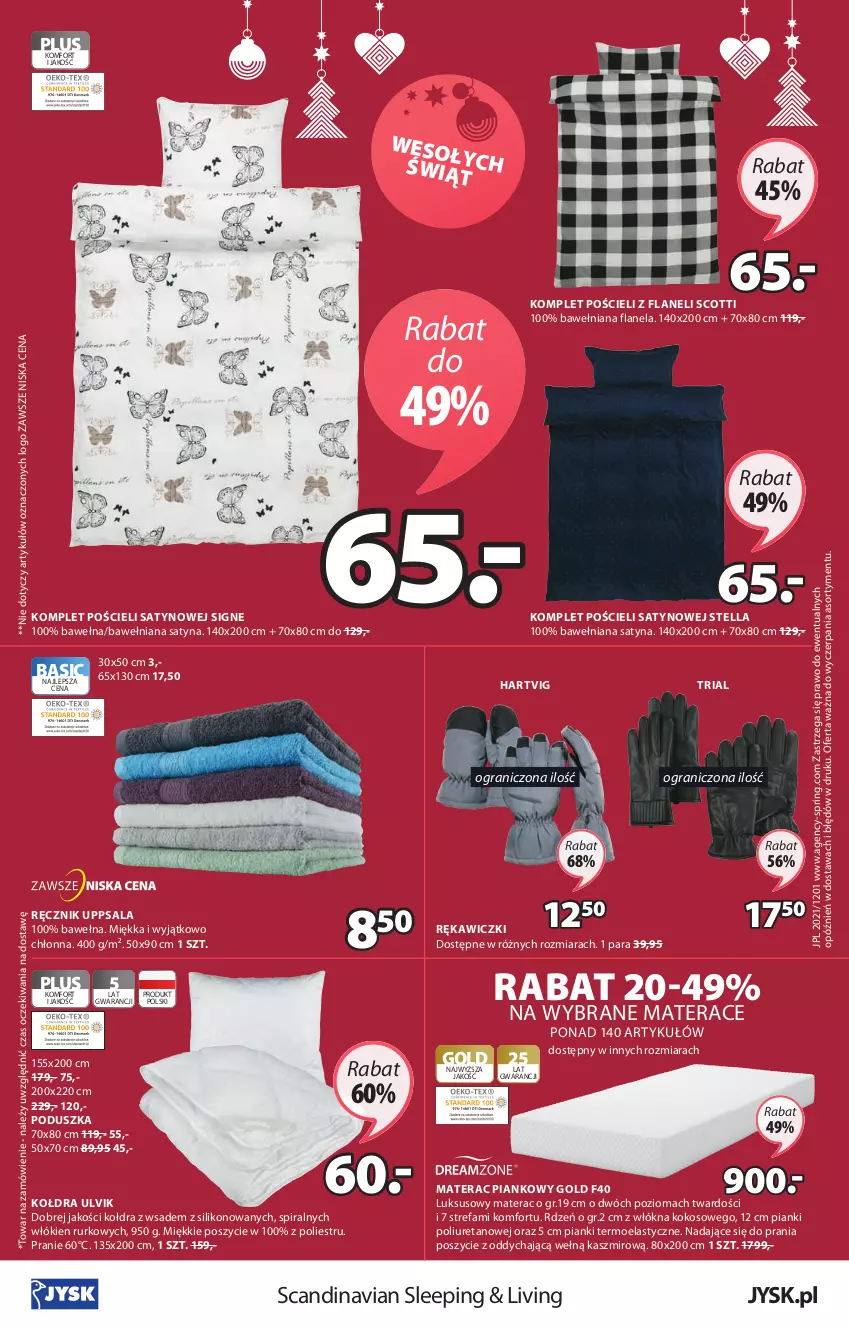 Gazetka promocyjna Jysk - Oferta tygodnia - ważna 01.12 do 14.12.2021 - strona 33 - produkty: Fa, Gra, Kokos, Kołdra, Komplet pościeli, Materac, Materac piankowy, Poduszka, Pościel, Ręcznik, Tera, Wełna