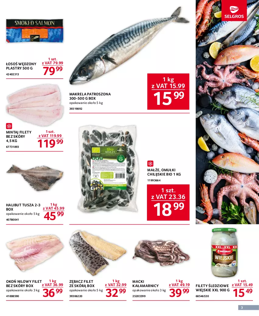 Gazetka promocyjna Selgros - Oferta gastronomiczna - ważna 01.06 do 14.06.2023 - strona 3 - produkty: Halibut, Małże, Mintaj, Tusz