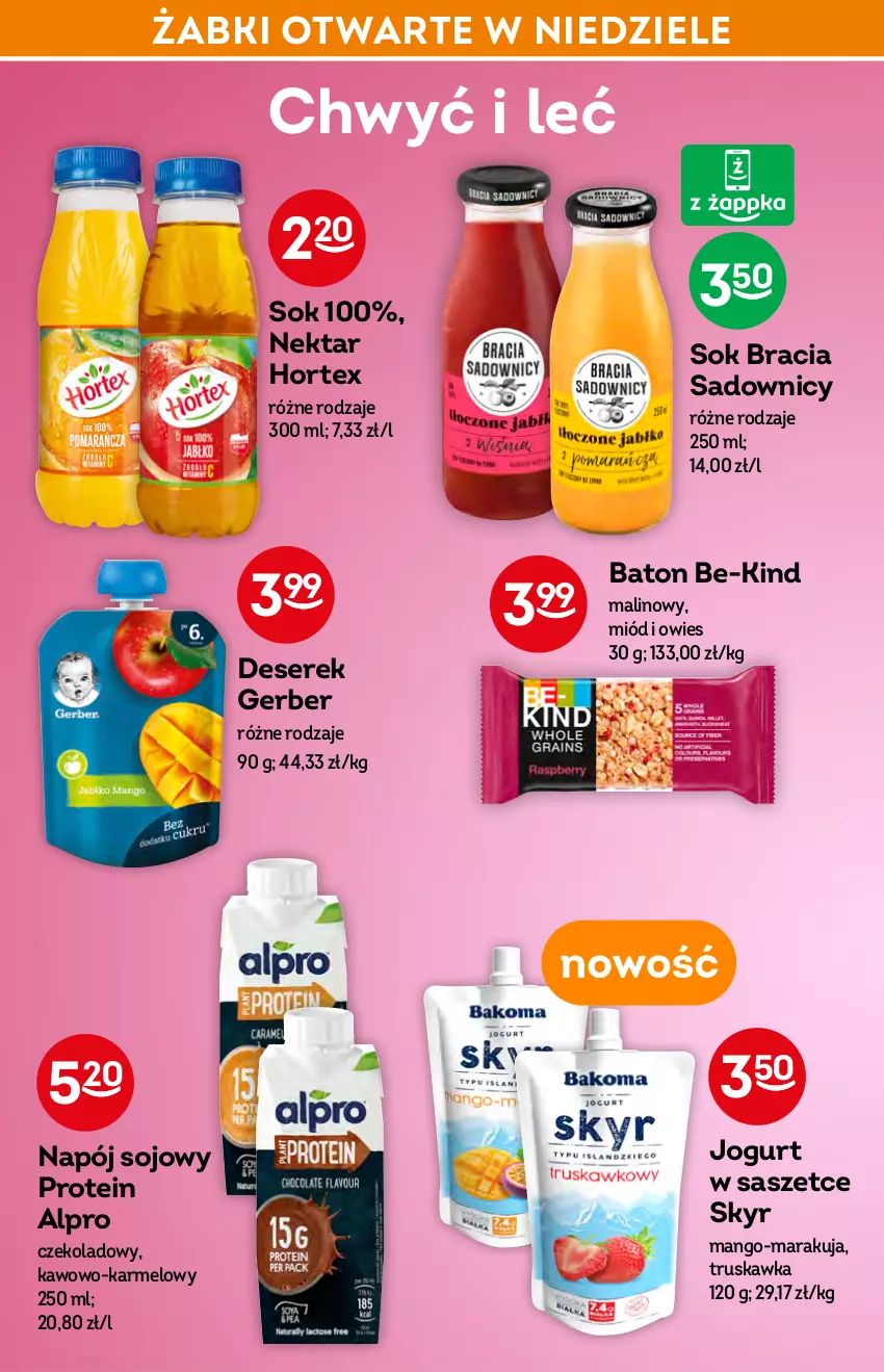 Gazetka promocyjna Żabka - ważna 23.03 do 29.03.2022 - strona 28 - produkty: Alpro, Baton, Deser, Gerber, Hortex, Jogurt, Mango, Miód, Napój, Nektar, Ser, Serek, Sok