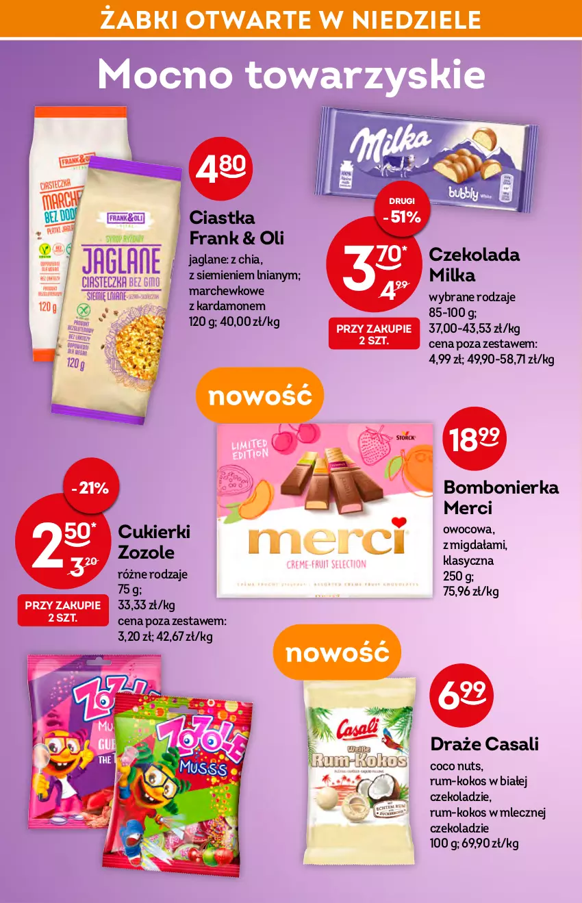 Gazetka promocyjna Żabka - ważna 23.03 do 29.03.2022 - strona 34 - produkty: Chia, Ciastka, Cukier, Cukierki, Czekolada, Kokos, Merci, Milka, Rum