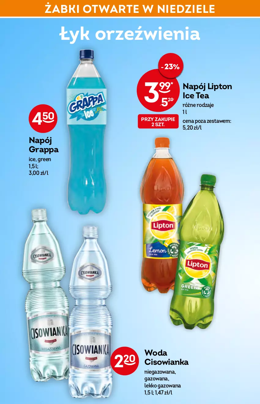 Gazetka promocyjna Żabka - ważna 23.03 do 29.03.2022 - strona 40 - produkty: Cisowianka, Gra, Grappa, Ice tea, Lipton, Napój, Woda