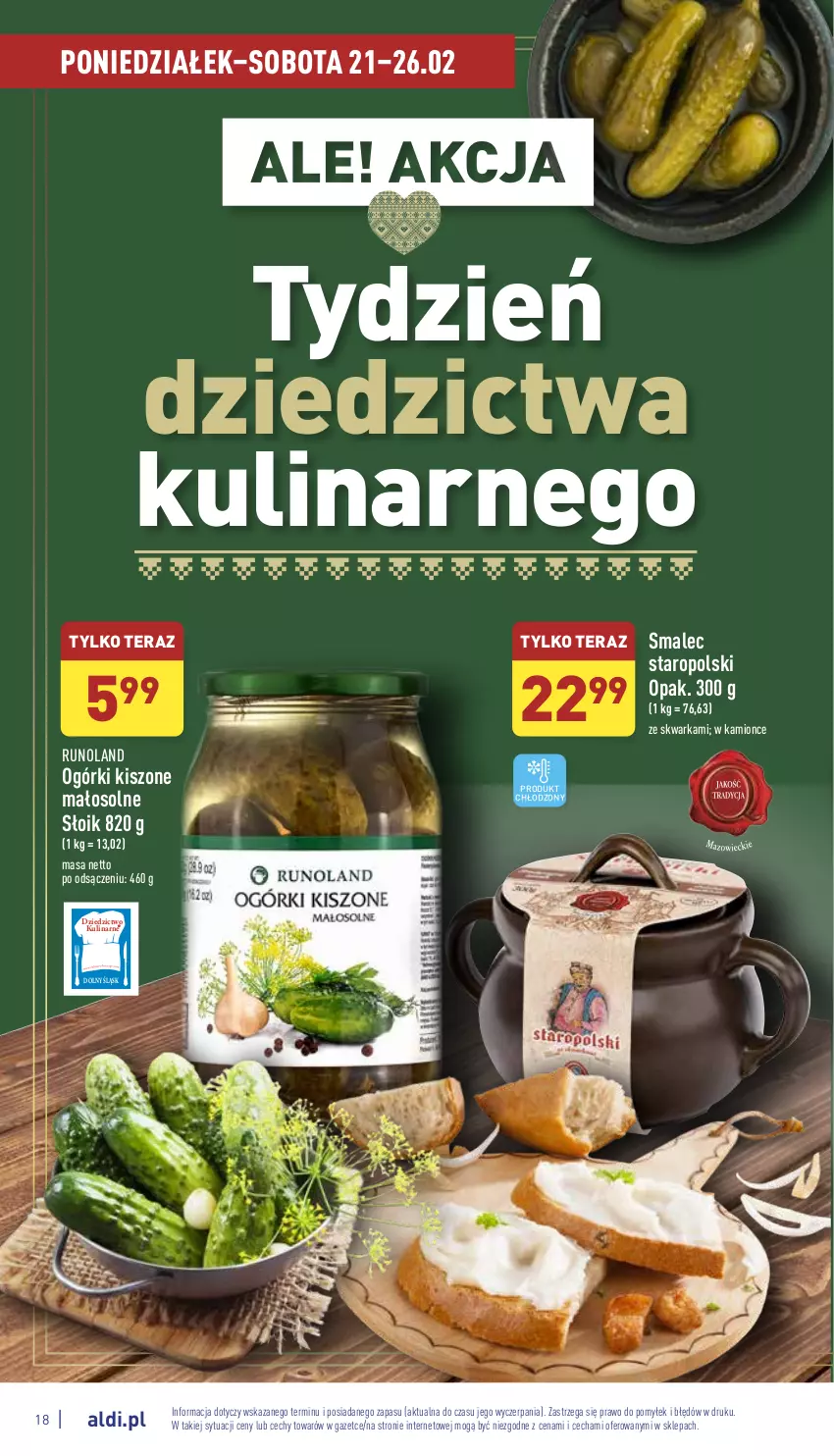 Gazetka promocyjna Aldi - Pełny katalog - ważna 21.02 do 26.02.2022 - strona 18 - produkty: Runoland, Smalec, Tera, Warka