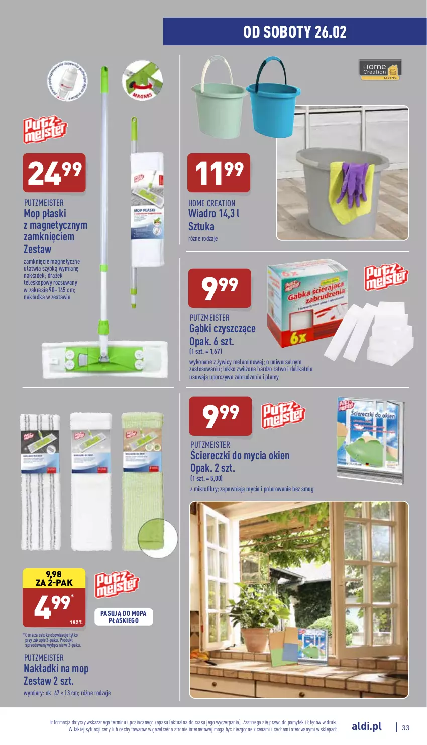 Gazetka promocyjna Aldi - Pełny katalog - ważna 21.02 do 26.02.2022 - strona 33 - produkty: Mop, Por, Putzmeister, Teleskop, Wiadro