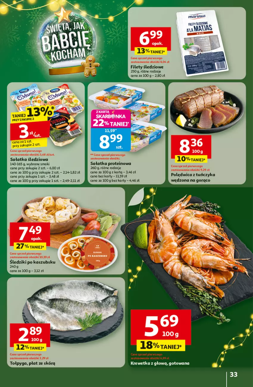 Gazetka promocyjna Auchan - Gazetka Święta jak babcię kocham Hipermarket Auchan - ważna 27.11 do 03.12.2025 - strona 33 - produkty: Polędwica, Sałat, Sałatka, Tołpyga, Tuńczyk