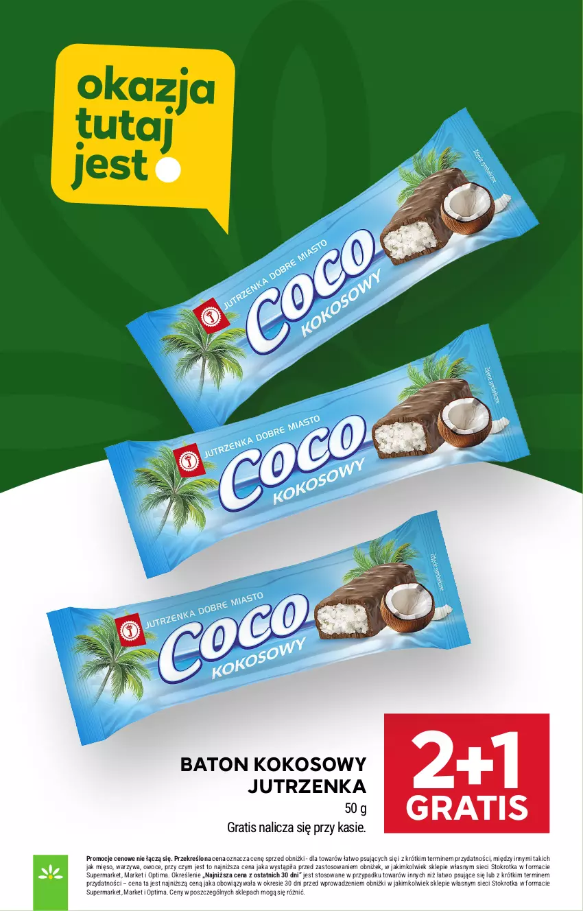 Gazetka promocyjna Stokrotka - Market - ważna 02.07 do 08.07.2026 - strona 19 - produkty: Baton, Gra, Jutrzenka, Kokos, Mięso, Optima, Owoce, Warzywa