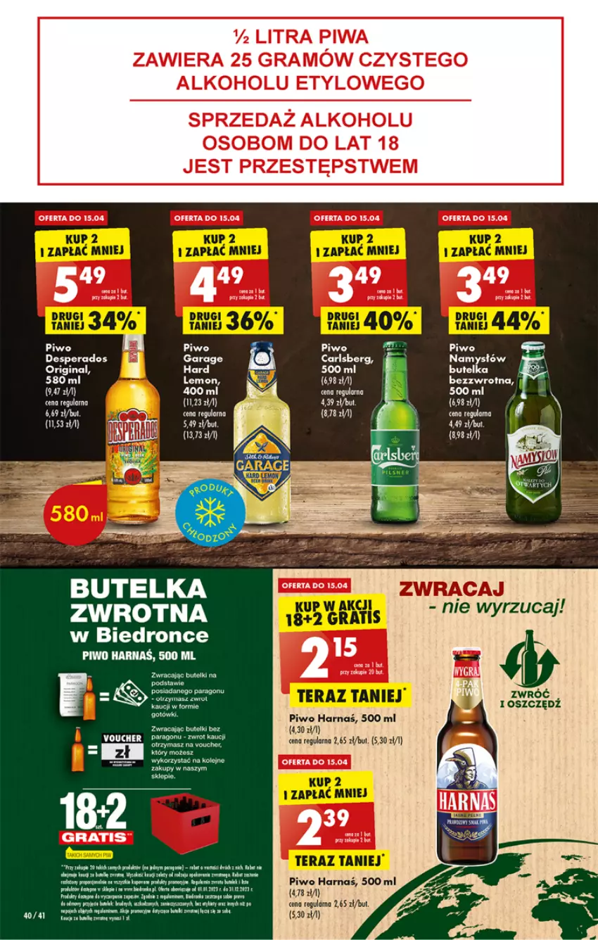 Gazetka promocyjna Biedronka - ważna 13.04 do 19.04.2023 - strona 40 - produkty: Carlsberg, Dron, Fa, Gin, Gra, Harnaś, Lack, Namysłów, Olej, Piwa, Piwo, Por