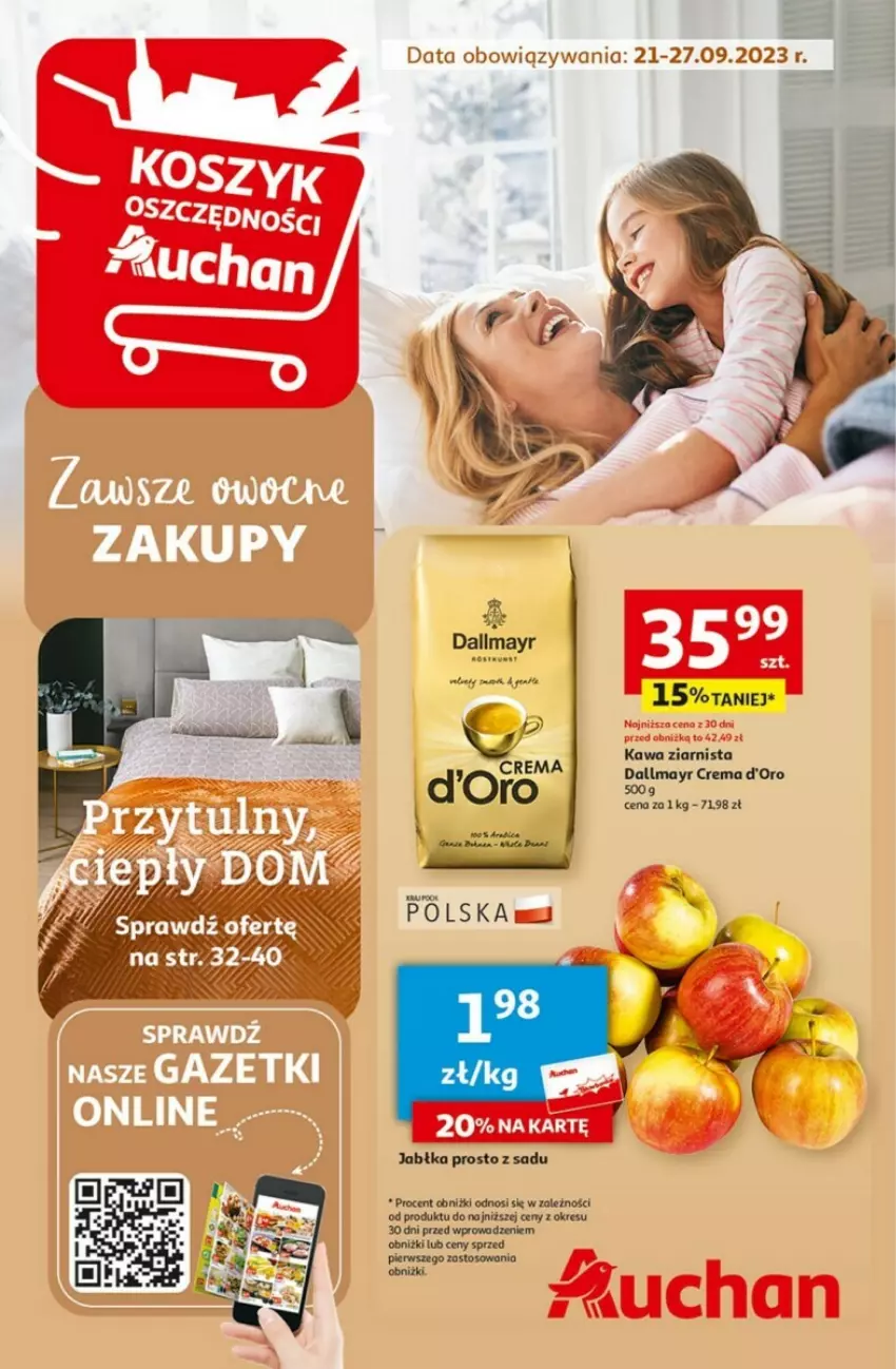 Gazetka promocyjna Auchan - ważna 21.09 do 27.09.2023 - strona 1 - produkty: BIC, Dallmayr, Isla, Jabłka, Kawa, Kawa ziarnista