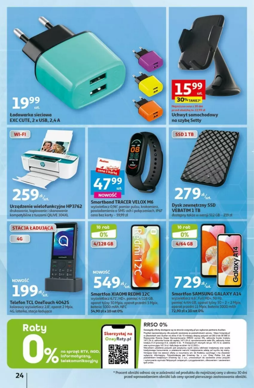 Gazetka promocyjna Auchan - ważna 21.09 do 27.09.2023 - strona 17 - produkty: Acer, Bateria, Gala, HP, Krokomierz, Latarka, Por, Samsung, Smartband, Smartfon, Tarka, Telefon, Tusz, Urządzenie wielofunkcyjne, Warka