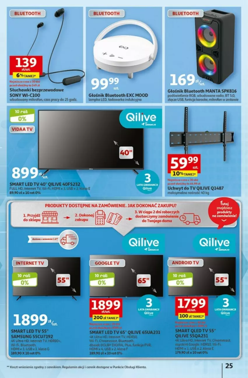 Gazetka promocyjna Auchan - ważna 21.09 do 27.09.2023 - strona 18 - produkty: Głośnik, Głośnik bluetooth, Kosz, LED TV, Manta, Mikrofon, Samsung, Słuchawki, Słuchawki bezprzewodowe, Sony, Warka