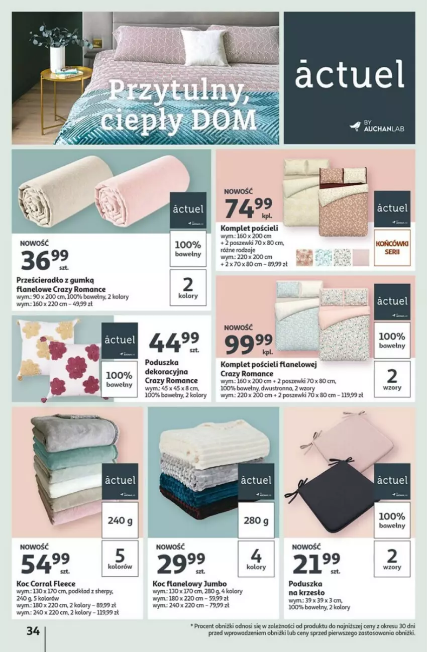 Gazetka promocyjna Auchan - ważna 21.09 do 27.09.2023 - strona 28 - produkty: Fa, Kawa, Koc, Komplet pościeli, Krzesło, Podkład, Poduszka, Pościel, Prześcieradło, Ser