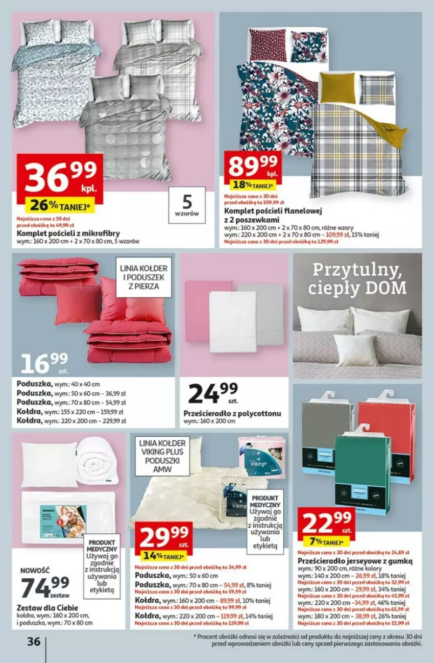 Gazetka promocyjna Auchan - ważna 21.09 do 27.09.2023 - strona 30 - produkty: Kołdra, Komplet pościeli, Poduszka, Pościel, Poszewka, Prześcieradło