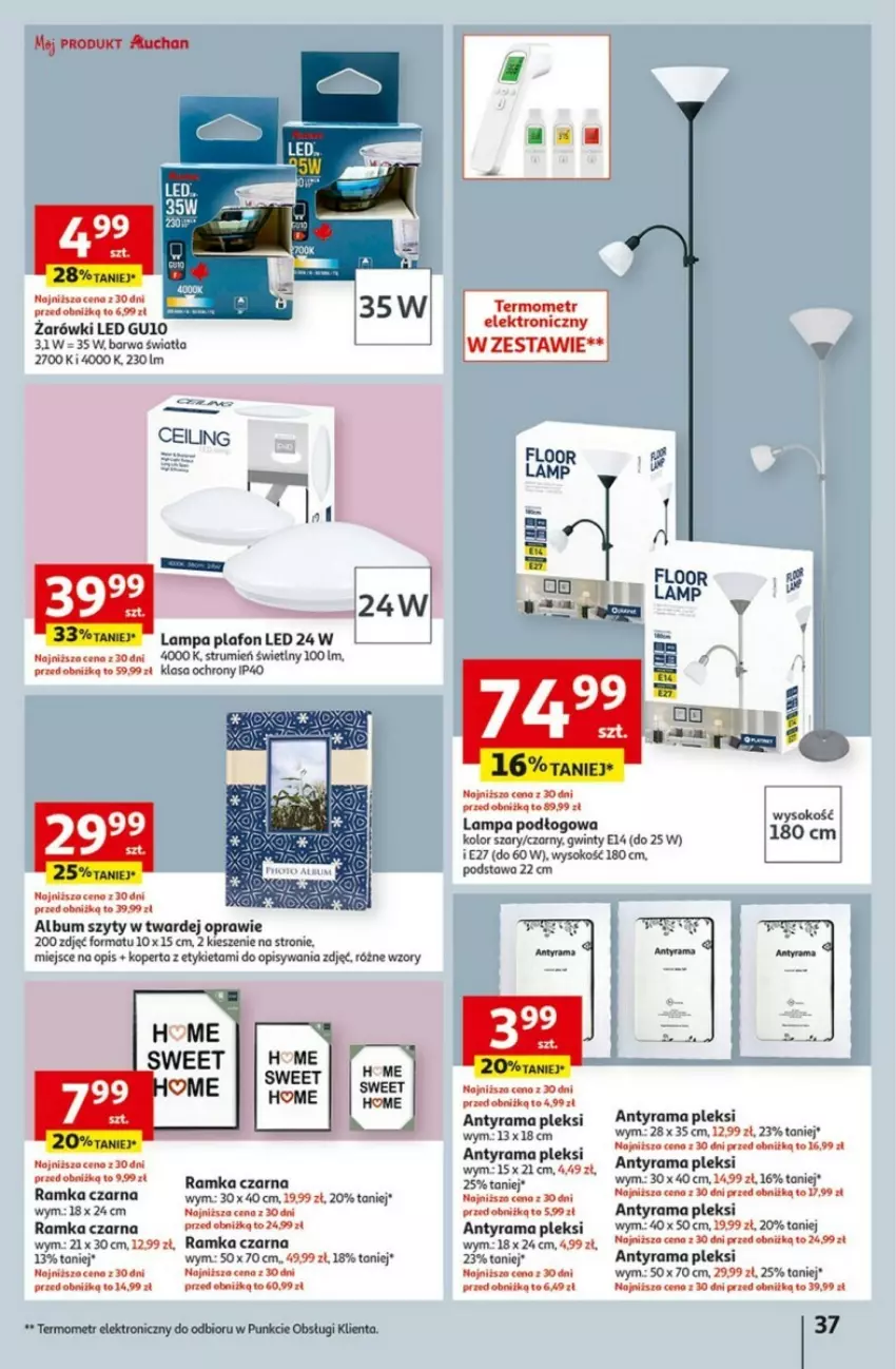 Gazetka promocyjna Auchan - ważna 21.09 do 27.09.2023 - strona 31 - produkty: Album, Lampa, Lampa podłogowa, Plafon, Plafon LED, Rama, Ramka, Rum, Sok, Termometr