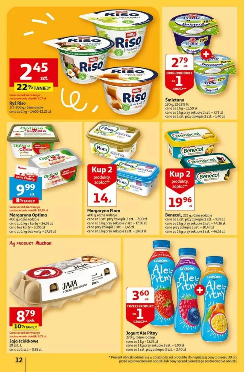 Gazetka promocyjna Auchan - ważna 21.09 do 27.09.2023 - strona 4 - produkty: Benecol, Flora, Jaja, Jogurt, Margaryna, Optima, Ryż