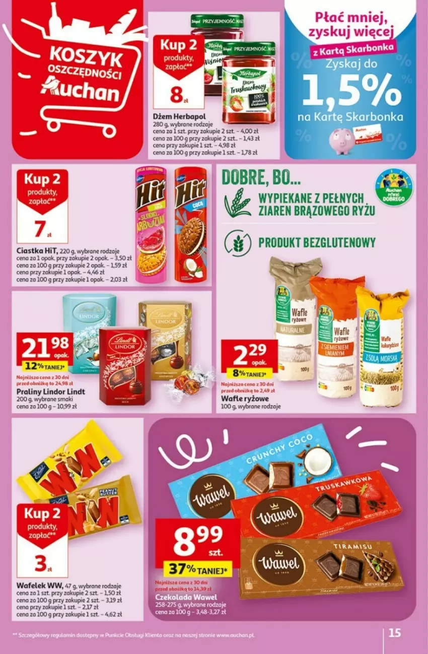 Gazetka promocyjna Auchan - ważna 21.09 do 27.09.2023 - strona 7 - produkty: Ciastka, Lindor, Lindt, Praliny, Ryż, Wafelek, Wafle