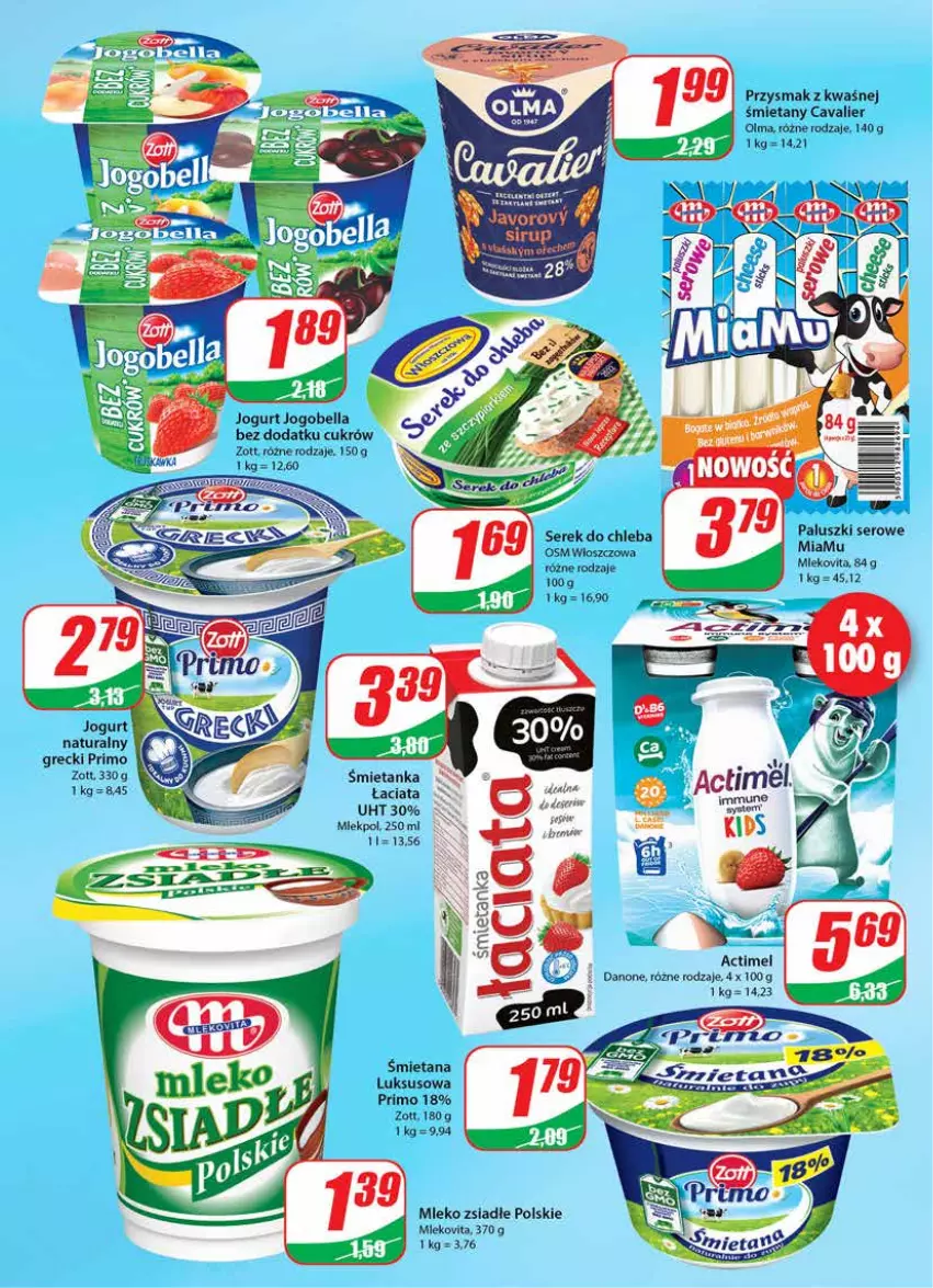 Gazetka promocyjna Dino - Gazetka - ważna 30.03 do 05.04.2022 - strona 16 - produkty: Actimel, Bell, Bella, Chleb, Danone, Jogobella, Jogurt, Mleko, Mleko zsiadłe, Olma, Ser, Serek, Zott