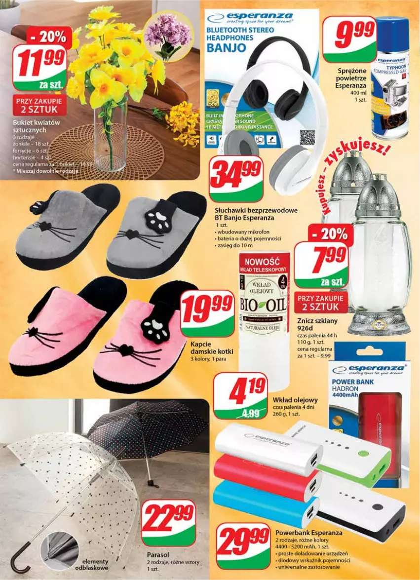 Gazetka promocyjna Dino - Gazetka - ważna 30.03 do 05.04.2022 - strona 24 - produkty: Bateria, Gra, Kapcie, Mikrofon, Olej, Parasol, Powerbank, Słuchawki, Słuchawki bezprzewodowe, Wkład olejowy, Znicz