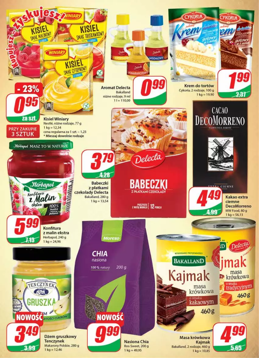 Gazetka promocyjna Dino - Gazetka - ważna 30.03 do 05.04.2022 - strona 8 - produkty: Babeczki, Bakalland, Chia, Delecta, Dżem, Herbapol, Kakao, Kisiel, Konfitura, Krem do tortów, Makaron, Masa krówkowa, Winiary