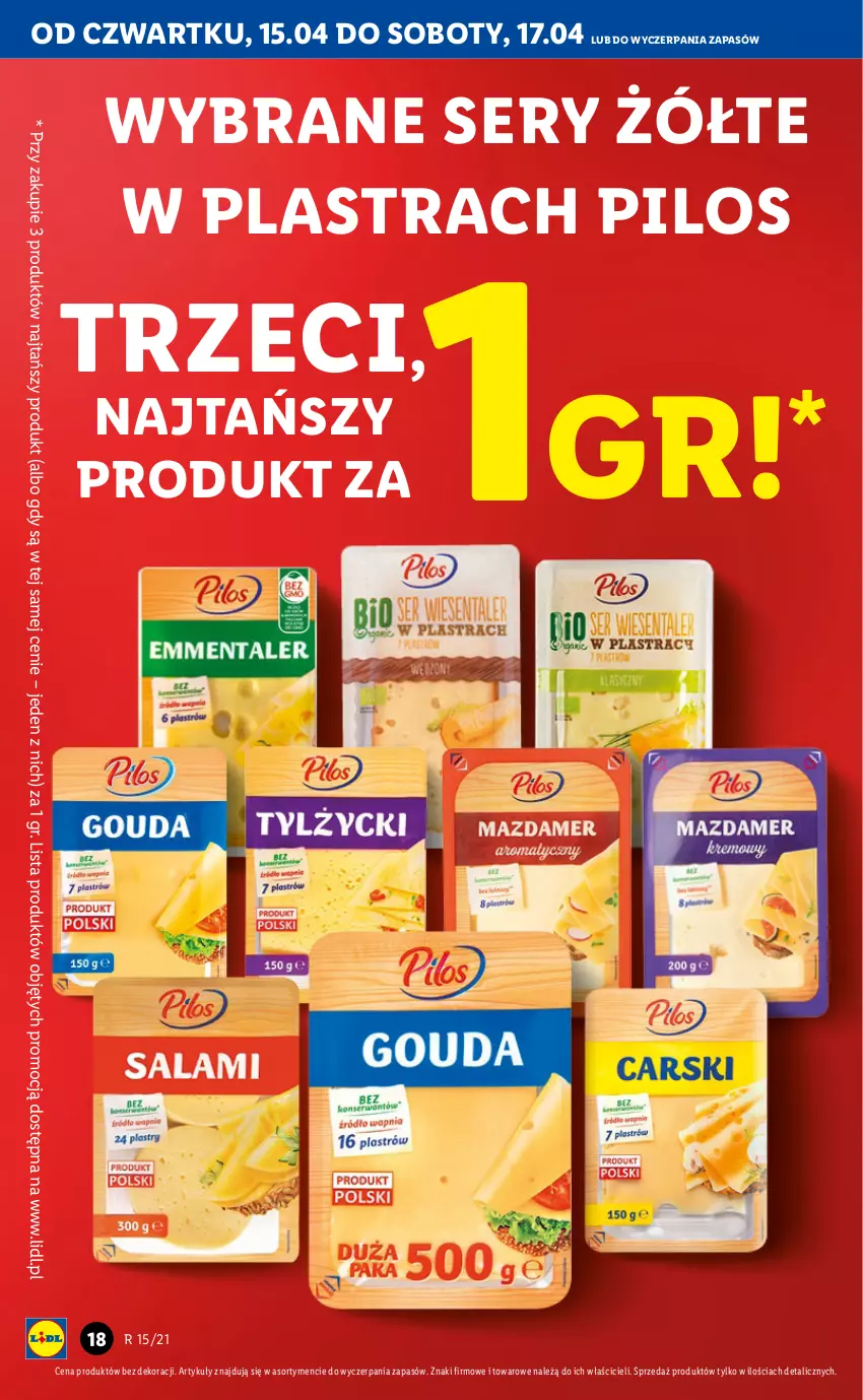 Gazetka promocyjna Lidl - GAZETKA - ważna 15.04 do 17.04.2021 - strona 18 - produkty: Pilos, Ser