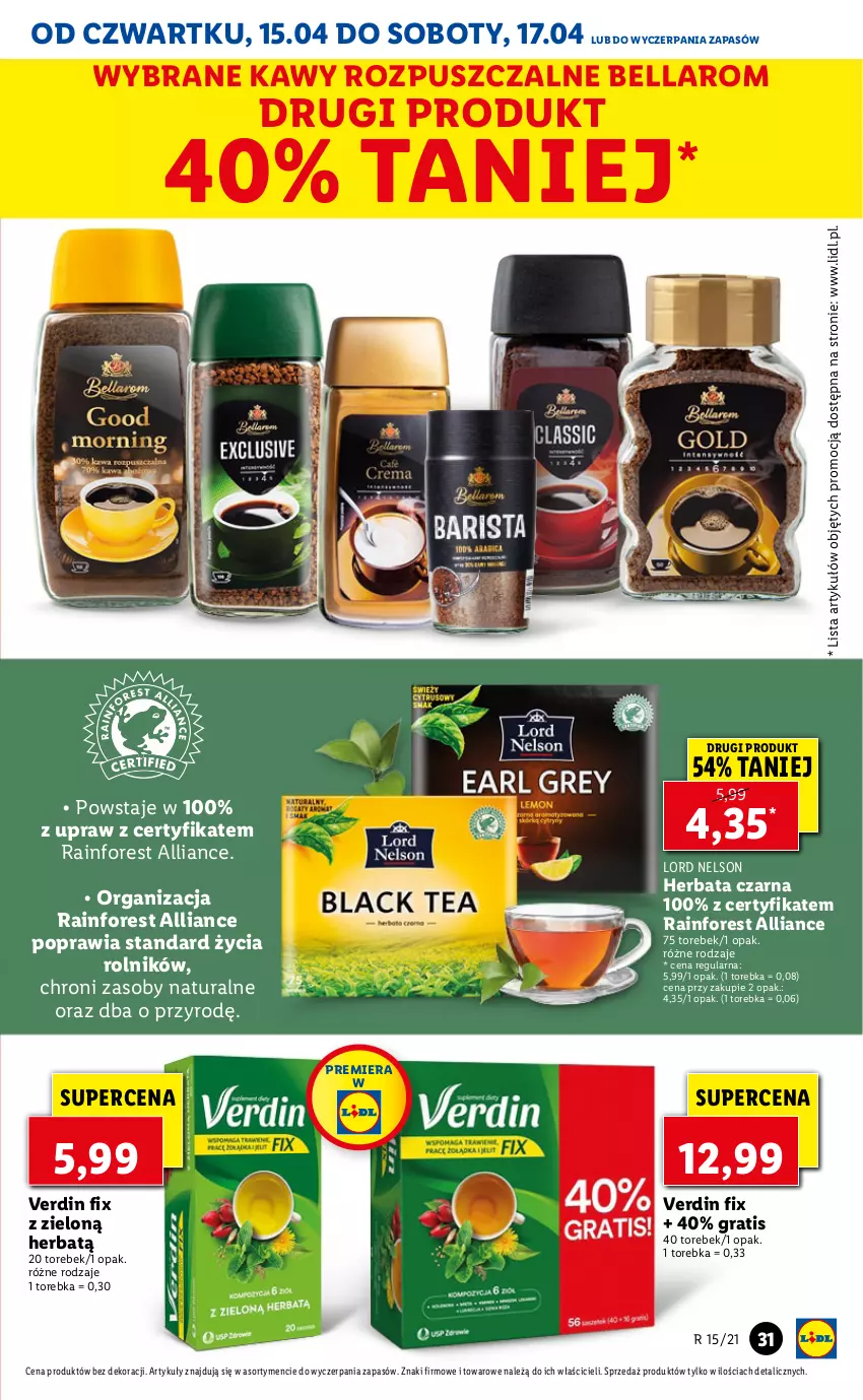 Gazetka promocyjna Lidl - GAZETKA - ważna 15.04 do 17.04.2021 - strona 31 - produkty: Bell, Bella, Gra, Herbata, Herbata czarna, Rolnik, Torebka