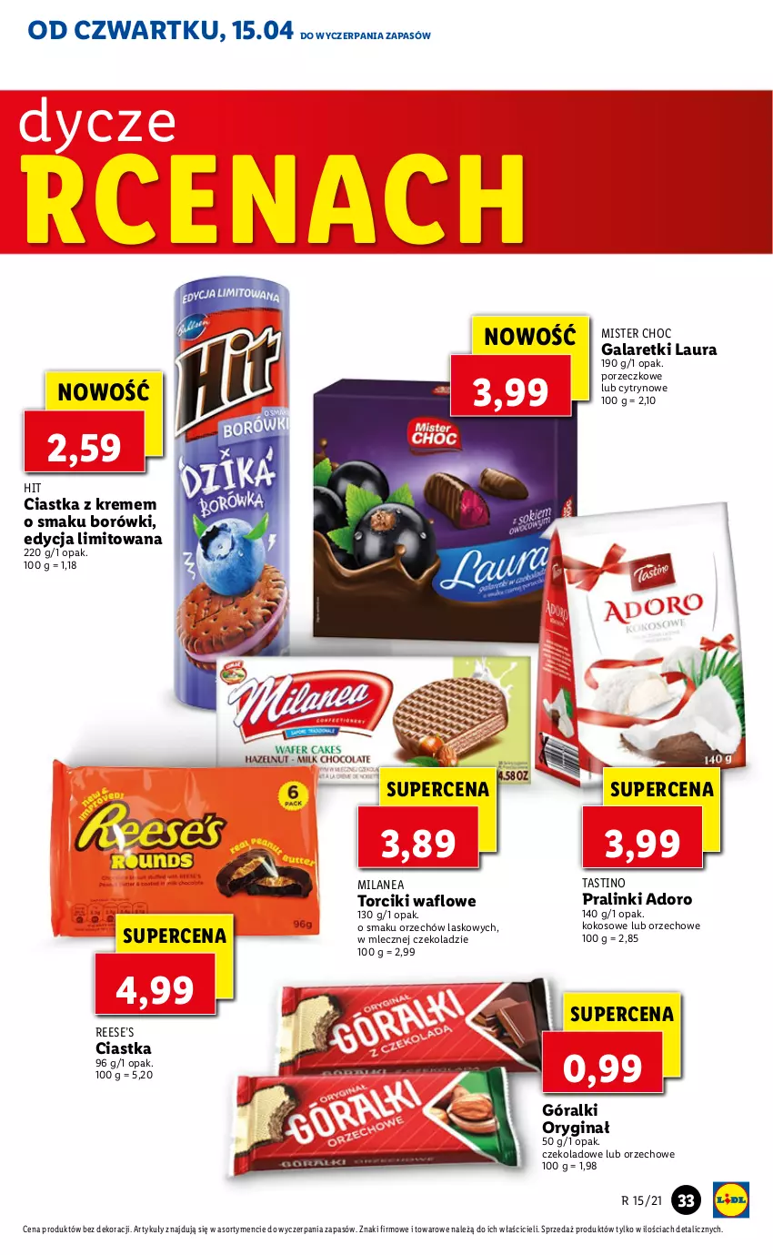 Gazetka promocyjna Lidl - GAZETKA - ważna 15.04 do 17.04.2021 - strona 33 - produkty: Ciastka, Gala, Galaretki, Gin, Góralki, Kokos, Laur, Por