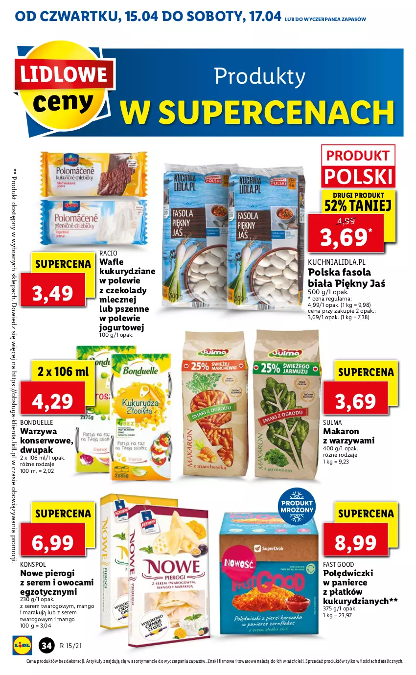 Gazetka promocyjna Lidl - GAZETKA - ważna 15.04 do 17.04.2021 - strona 34 - produkty: Bonduelle, Fa, Fasola, Jogurt, Kuchnia, Makaron, Mango, Pierogi, Ser, Warzywa, Warzywa konserwowe