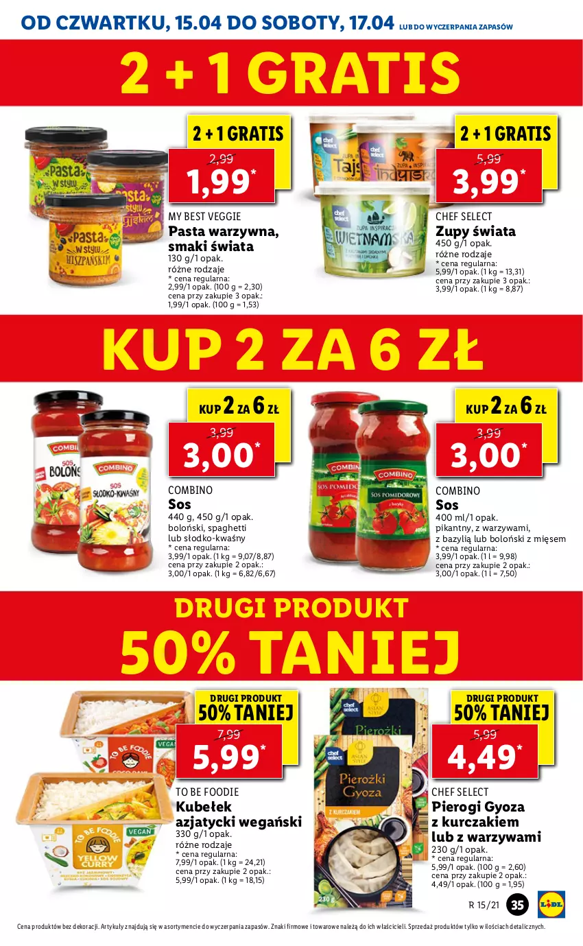 Gazetka promocyjna Lidl - GAZETKA - ważna 15.04 do 17.04.2021 - strona 35 - produkty: Bazyl, Gra, Kurczak, Pasta warzywna, Pierogi, Pierogi gyoza, Sos, Spaghetti, Warzywa