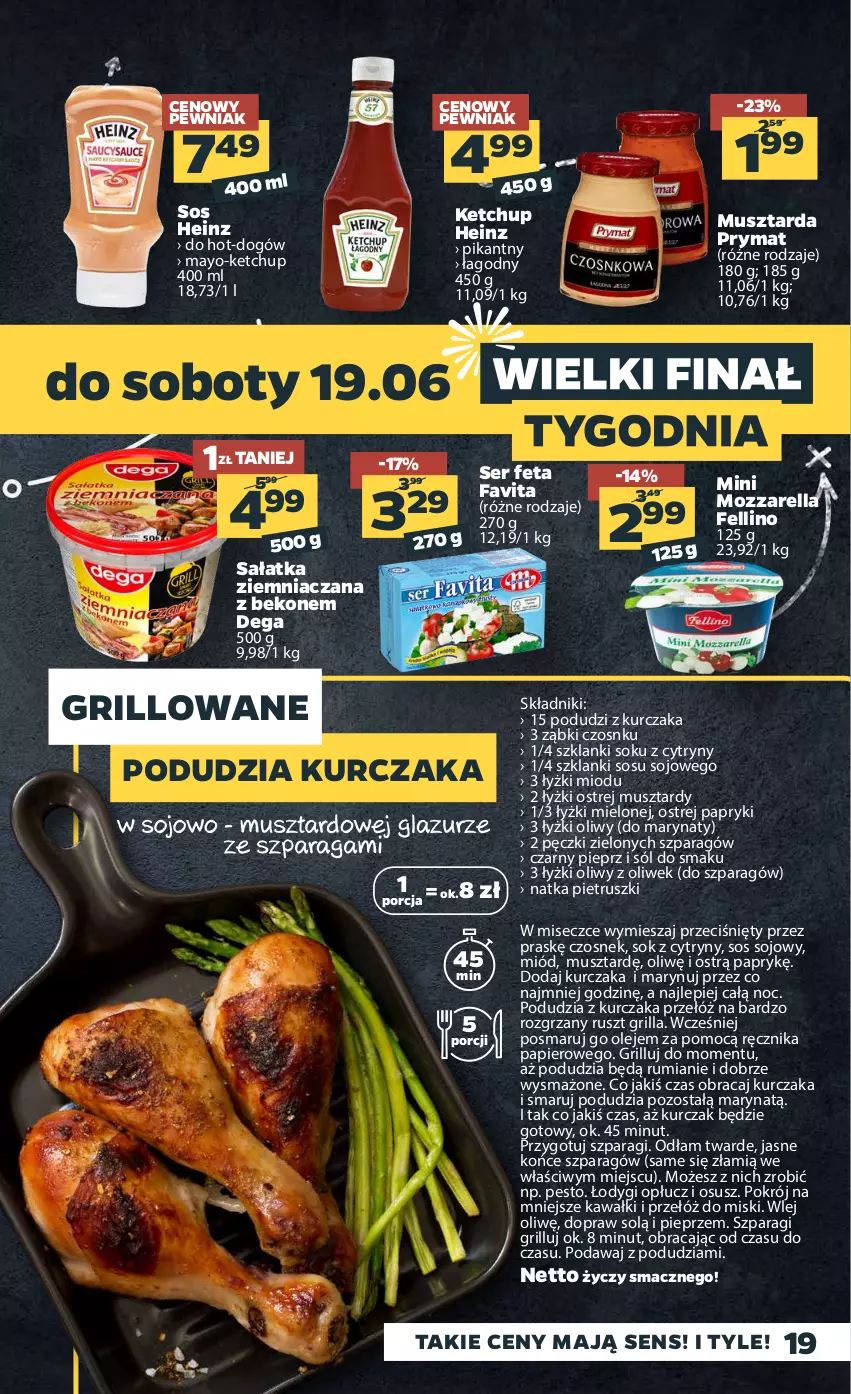 Gazetka promocyjna Netto - Gazetka spożywcza - ważna 14.06 do 19.06.2021 - strona 19 - produkty: Beko, Cytryny, Czosnek, Dega, Fa, Favita, Feta, Grill, Heinz, Kawa, Ketchup, Kurczak, Lanki, Miód, Mozzarella, Mus, Musztarda, Natka pietruszki, Olej, Papier, Pesto, Pieprz, Por, Prymat, Ręcznik, Rum, Sałat, Sałatka, Ser, Sok, Sól, Sos, Sos sojowy