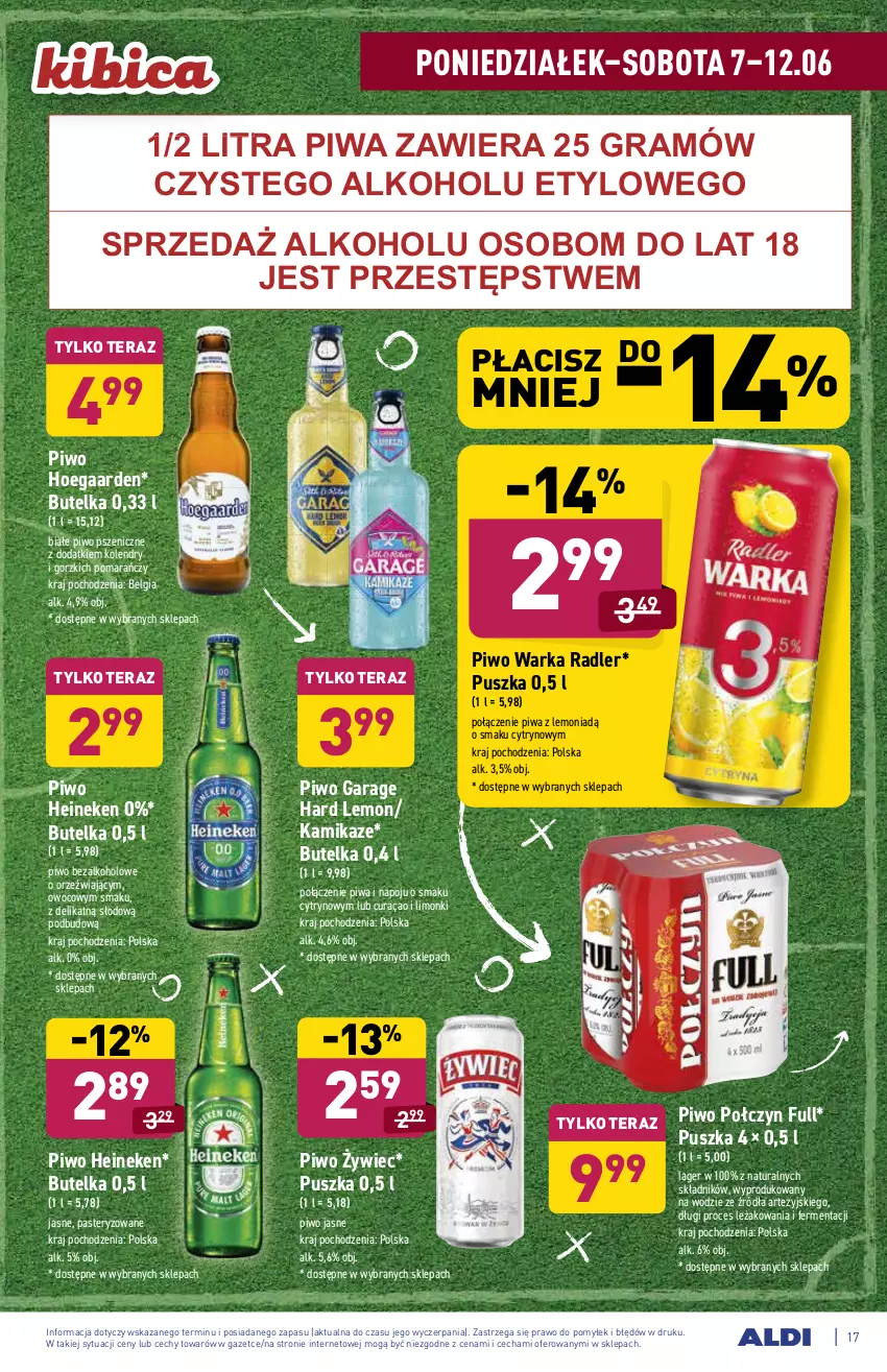 Gazetka promocyjna Aldi - ważna 07.06 do 12.06.2021 - strona 17 - produkty: BIC, Gra, Heineken, LG, Piwa, Piwo, Piwo jasne, Radler, Tera, Warka